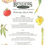 Bender's Tavern 2002 Robert Mondavi Dinner